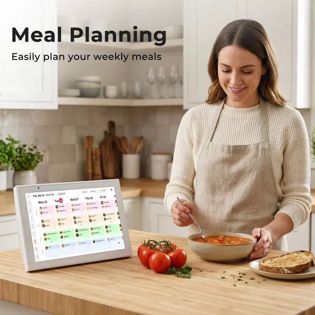 Alt view image 7 of 7 - 10.1" Digital Calendar Chore Chart, Electronic Calendar Wall Planner with Full HD Touchscreen, Smart Family Planner, Meal Planner, Reward System, Digital Photo Frame, 32GB, White