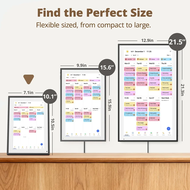 Alt view image 5 of 5 - 10" Digital Calendar Touchscreen Electronic Family Chort Chart Black | Interactive 1080P Touchscreen, No Subscription, Sync Wirelessly, 32GB Picture Frame, Schedules Reminders