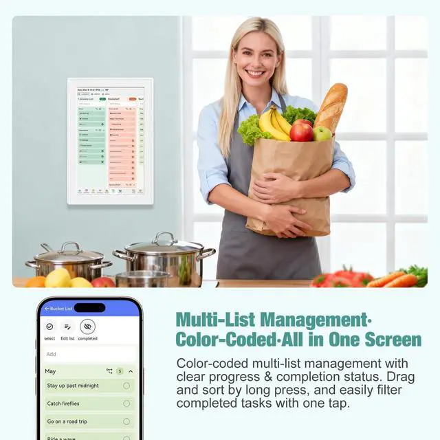 Alt view image 4 of 7 - Digital Calendar with Touch Screen, Wall Mountable, Multi-Platform Calendar Sync to 10.1 Inch Smart Electronic Chore Planner, Gifts for Mom.