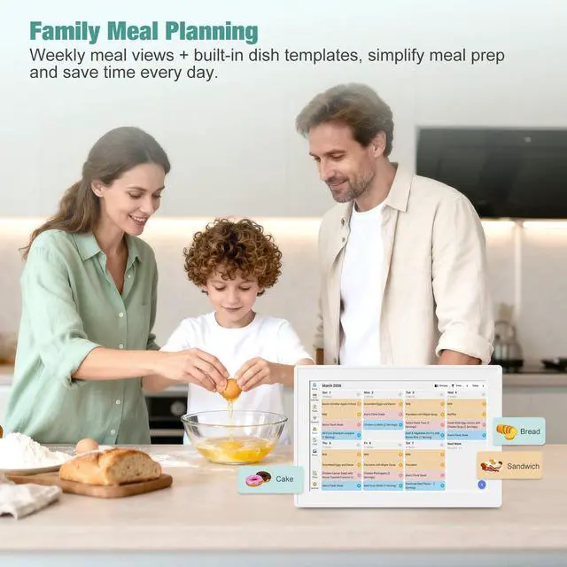 Alt view image 6 of 7 - Digital Calendar with Touch Screen, Wall Mountable, Multi-Platform Calendar Sync to 10.1 Inch Smart Electronic Chore Planner, Gifts for Mom.