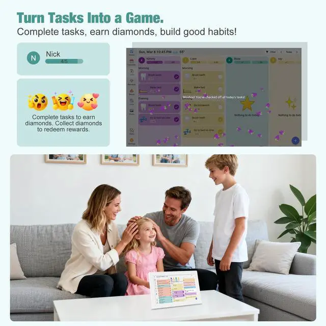 Alt view image 5 of 7 - Digital Calendar with Touch Screen, Wall Mountable, Multi-Platform Calendar Sync to 10.1 Inch Smart Electronic Chore Planner, Gifts for Mom.