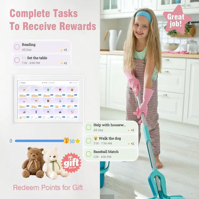 Alt view image 5 of 7 - Digital Photo Frame 10.1" WiFi Touch Screen Digital Door Calendar, Family Planner Meal Plan, Audio Reminder, APP Shared Schedule, No Subscription, Wall & Desk Mount