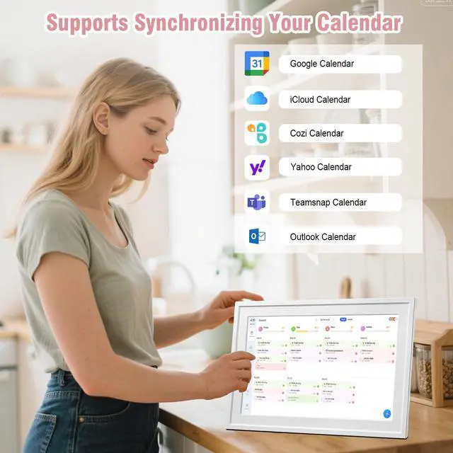 Alt view image 4 of 7 - Digital Photo Frame 10.1" WiFi Touch Screen Digital Door Calendar, Family Planner Meal Plan, Audio Reminder, APP Shared Schedule, No Subscription, Wall & Desk Mount