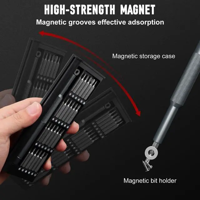 Alt view image 4 of 6 - Precision Screwdriver Set, Magnetic Small Screwdriver Set with Torx, Pentalobe, Tri-wing, Mini Repair Tool Kit for Electronic, Computer, Laptop, PC, Watch, PS5, Eyeglass (31 in 1 Black)