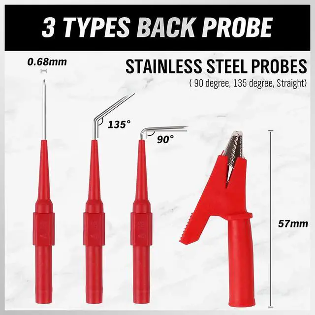 Alt view image 3 of 7 - SWANLAKE 22-Piece Back Probe Kit, Multimeter Back Probe Pins with Test Leads and Alligator Clips, Automotive Electrical Circuit Diagnostic Tool Set for Car Repair