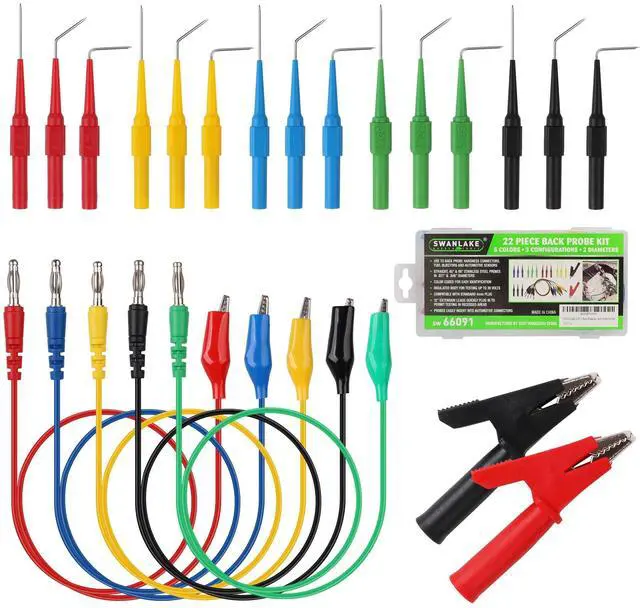 Main image of SWANLAKE 22-Piece Back Probe Kit, Multimeter Back Probe Pins with Test Leads and Alligator Clips, Automotive Electrical Circuit Diagnostic Tool Set for Car Repair