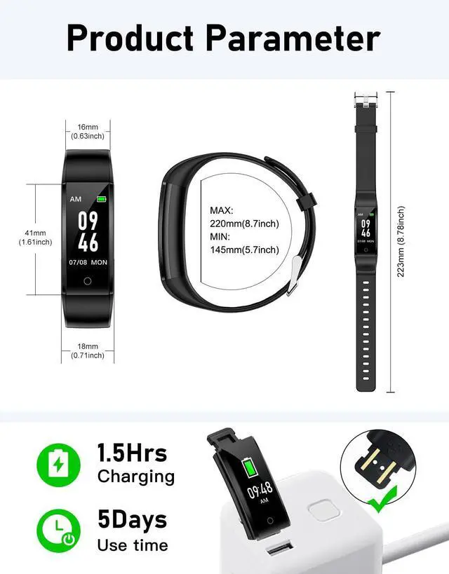 Alt view image 5 of 6 - No Bluetooth Pedometer Watch Fitness Tracker No Phone Needed, Step Counter Calories/Sleep Tracker for Walking Running for Men Women Waterproof (Black)