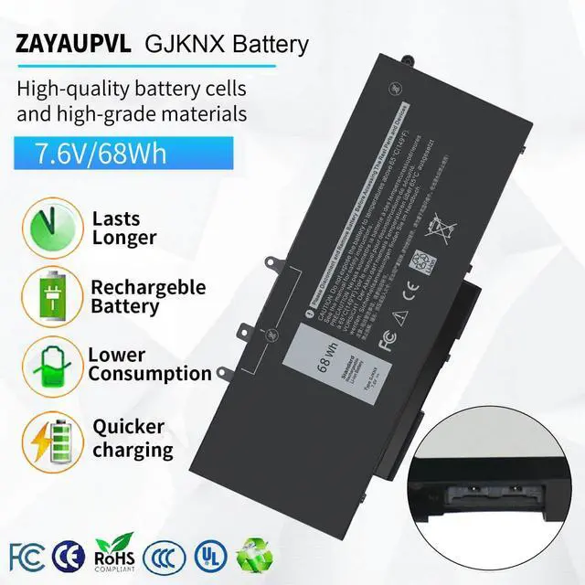 Alt view image 2 of 6 - GJKNX 7.6V 68WH Battery Replacement for Dell Latitude 5480 5580 5490 5491 5580 5590 5591 5280 5288 5488 5491 5495 E5480 E5580 E5490 E5590 Precision 3520 3530 Series GD1JP 0GD1JP DY9NT 5YHR4 451-BBZG