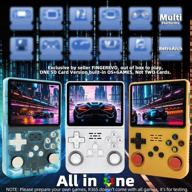 Alt view image 2 of 7 - R36S Handheld Game Console 3.5-in 640*480 IPS OCA Screen 3200mAh Opensource System RK3326 Pure White