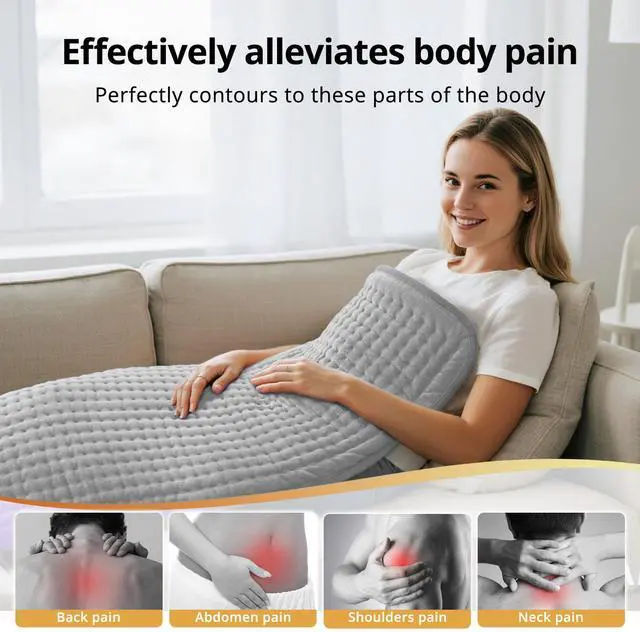 Alt view image 3 of 7 - Heating Pad for Back Pain Relief & Cramps, 33" x 17" XXXL Heating Pads for Women & Mom, Large Electric Heating Pad with Moist & Dry Heat Therapy, 6 Settings, Auto-Off, Washable, Mothers Day Gifts