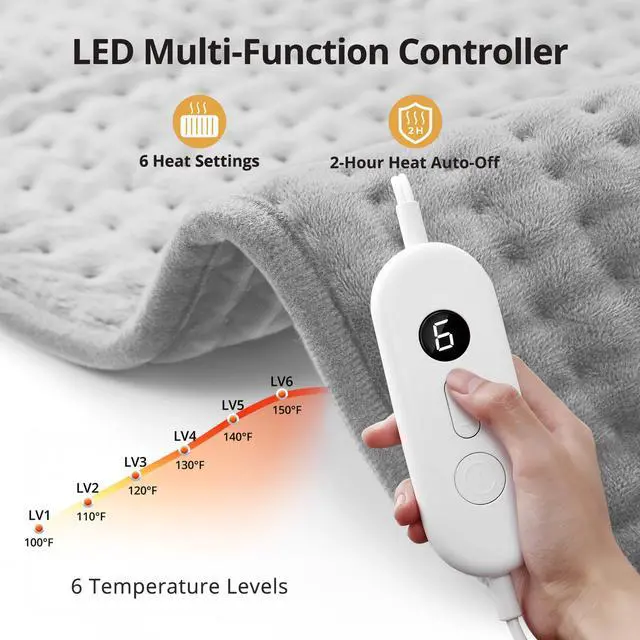 Alt view image 4 of 7 - Heating Pad for Back Pain Relief & Cramps, 33" x 17" XXXL Heating Pads for Women & Mom, Large Electric Heating Pad with Moist & Dry Heat Therapy, 6 Settings, Auto-Off, Washable, Mothers Day Gifts