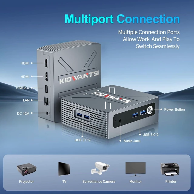 Alt view image 2 of 6 - KG1 Mini PC N4000 (up to 2.6GHz), 8GB LPDDR4, 128GB eMMC, M.2 SSD Expansion (512GB/2TB), 4K Dual Display, 2.4G/5G WiFi, BT 5.0, USB 3.0 for Business, Home & Office