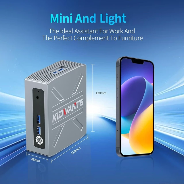 Alt view image 3 of 6 - KG1 Mini PC N4000 (up to 2.6GHz), 8GB LPDDR4, 128GB eMMC, M.2 SSD Expansion (512GB/2TB), 4K Dual Display, 2.4G/5G WiFi, BT 5.0, USB 3.0 for Business, Home & Office