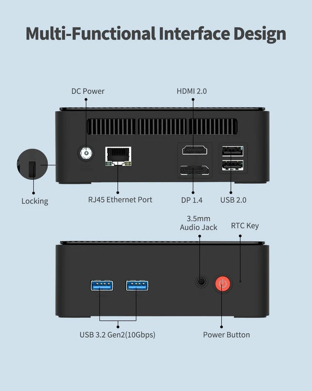 Alt view image 7 of 7 - Mini PC, 1 Year Office 365, Intel N100 (Beats N95), 16GB RAM 512GB SSD