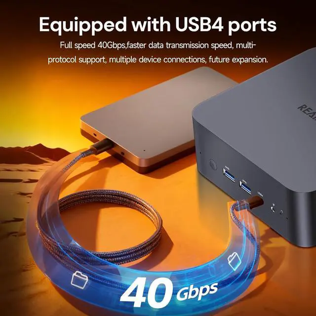 Alt view image 7 of 7 - Reatan Mini PC Gaming OCuLink AI AMD Ryzen 7 255, Mini Computers, Built-in Dual Speakers, 2.5Gbps LAN,HDMI 2.1, 8K USB 4.0 Wi-Fi 7/BT5.4 Barebone, NO RAM, NO Storage, NO System