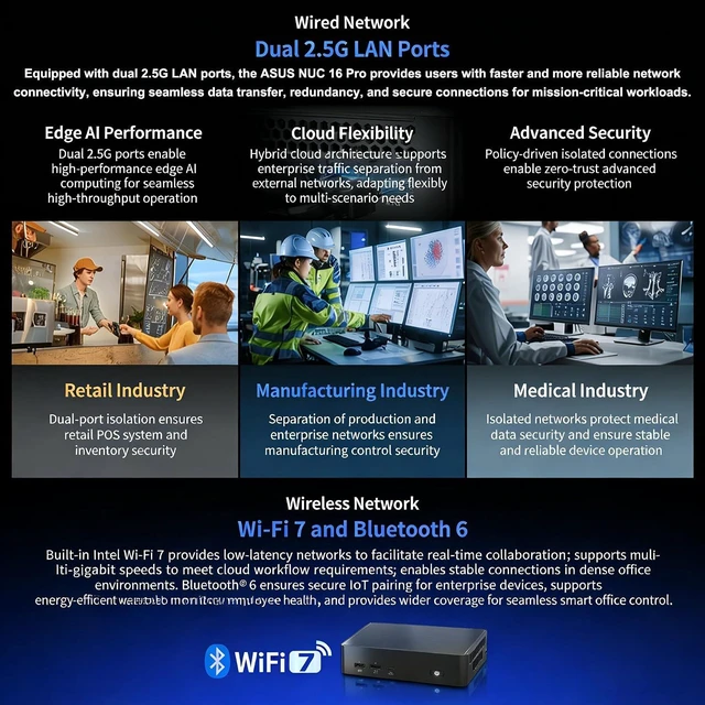 Alt view image 7 of 7 - NUC 16 Pro Mini PC NUC16GDKU5, Intel Core Ultra 5(325) Processor, Up to 45W TDP, Wi-Fi 7, Bluetooth 6.0, Dual 2.5G LAN, Thunderbolt 4, Black, 144mm x 117mm x 42mm (Barebone)