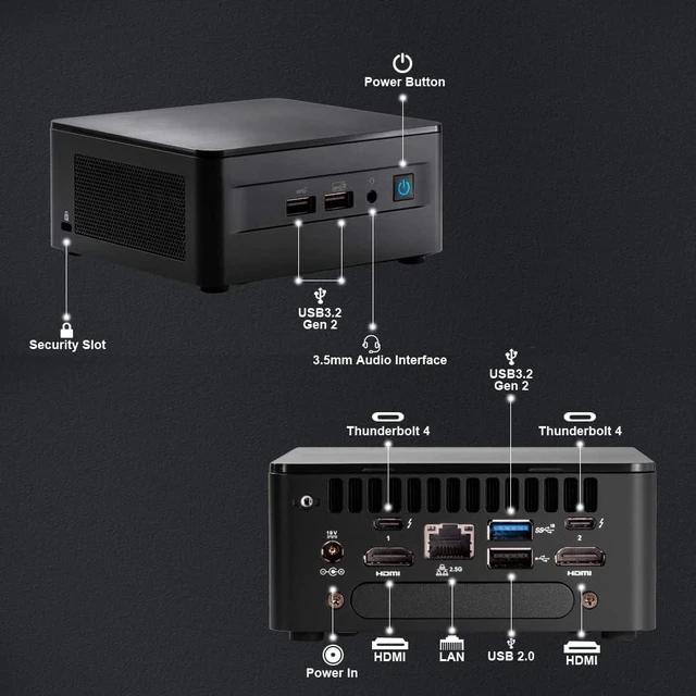 Alt view image 3 of 6 - WEELIAO NUC 12 Pro NUC12WSHi5 Mini Desktop Home & Business Computer Mini PC 12th Gen Core i5-1250P, Intel Iris Xe Graphics, Wi-Fi 6E, Bluetooth 5.2, Barebone System,NO RAM NO SSD NO OS