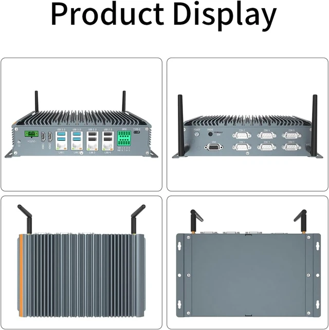 Alt view image 7 of 7 - Fanless Industrial PC Windows 11 Pro Desktop PC, Intel I5-7200U 8GB RAM 1TB SSD, 4xLAN, 4xUSB 3.0, 4xUSB 2.0, 6xCOM, 8xGPIO, Dual HDMI, VGA, Type-C, WiFi, Rugged Mini Computer