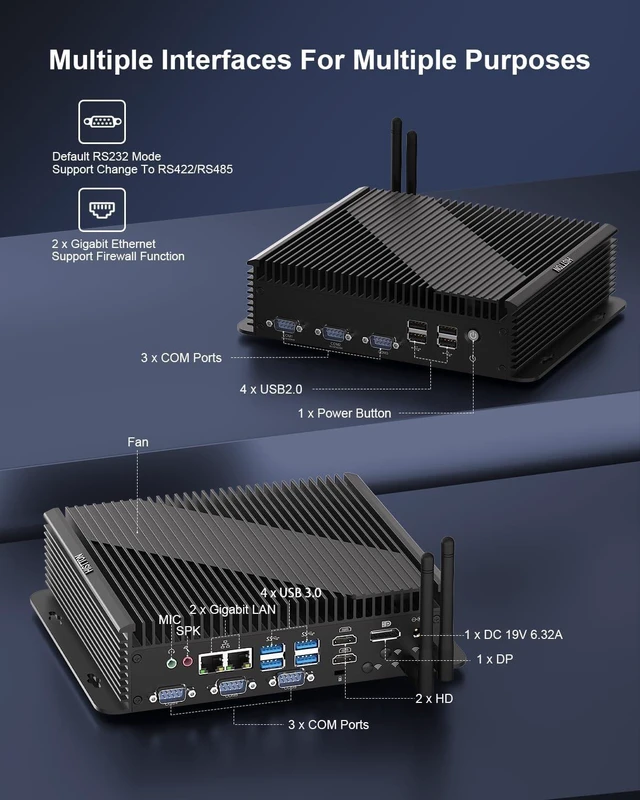 Alt view image 6 of 7 - HISTTON Industrial PC Core i5-1235U, 16GB DDR5 RAM 256GB NVME SSD