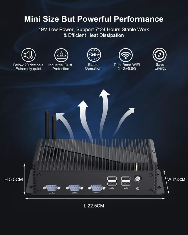 Alt view image 7 of 7 - HISTTON Industrial PC Core i5-1235U, 16GB DDR5 RAM 256GB NVME SSD