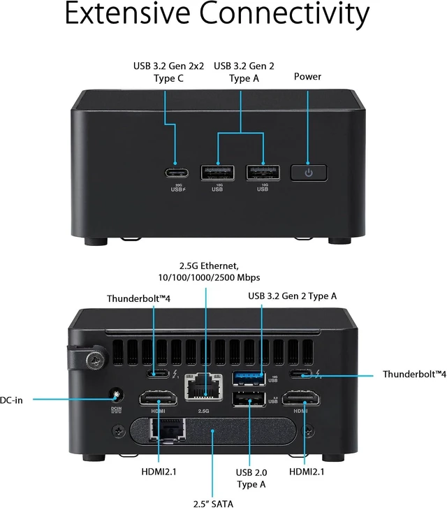Alt view image 3 of 5 - NUC 14 Pro NUC14RVHi3 Dual LAN Mini Desktop Computer/Mini PC/HTPC 14th Gen. Intel Core 3 100U,Intel Graphics (8GB DDR5+1TB SSD)