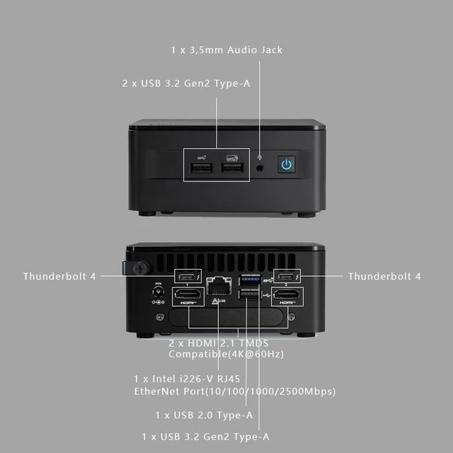 Alt view image 5 of 7 - Intel NUC 13 Arena Canyon Mini PC NUC13ANHi7 Mini Desktop Computer/HTPC 13th Gen. Intel Core i7-1360P,12 Processor Cores (4P+8E), 16 Threads,WiFi 6, Bluetooth 5.3,NO RAM SSD OS(Barebone)