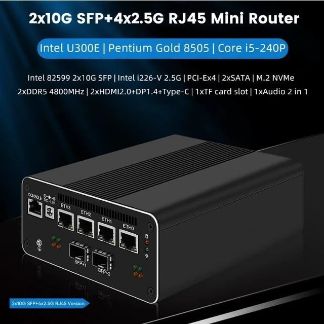 Alt view image 5 of 7 - Firewall Appliance Mini PC, Intel i5-1240P Quad Core 10G*2 4xIntel I226 2.5G Ethernet VPN Soft Routing,2*USB3.2 1*TF Slot 2*SATA 1*M.2 NVMe x4 8/16/32/64GB DDR5 M.2 Nvme (NO RAM NO SSD)