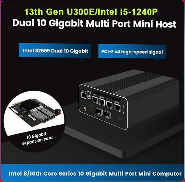Alt view image 6 of 7 - Firewall Appliance Mini PC, Intel i5-1240P Quad Core 10G*2 4xIntel I226 2.5G Ethernet VPN Soft Routing,2*USB3.2 1*TF Slot 2*SATA 1*M.2 NVMe x4 8/16/32/64GB DDR5 M.2 Nvme (NO RAM NO SSD)