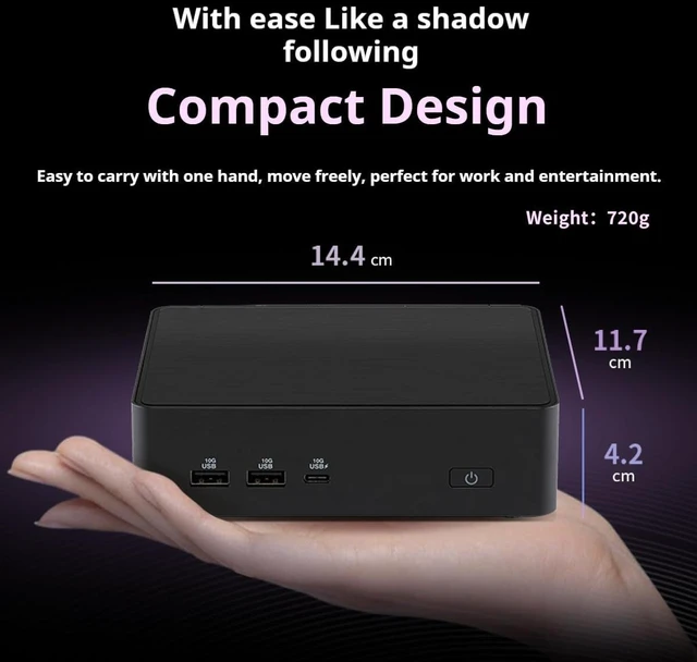 Alt view image 6 of 7 - NUC16 PRO AI Mini PC RNUC16GDKU5 Intel Core Ultra5 325,Intel Arc Graphics,Dual M.2 PCIe SSD,Dual 2.5G LAN,Blutooth 6,Wi-Fi 7,Black,for Business & Content Creation(Barebone,NO RAM&SSD&OS)