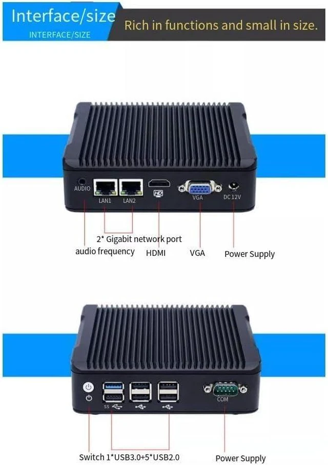 Alt view image 4 of 5 - Fanless Mini Industrial Control Computer,Intel Celeron J1900 4 Cores and 4 Threads, 2*Intel i211-AT Gigabit Ports,4COM,Support DDR3L Memory,Scalable TPM Security chip. (NO RAM NO SSD)