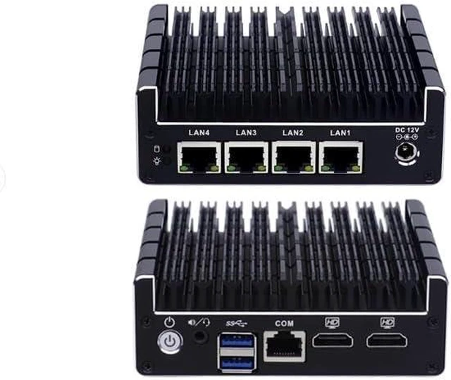 Main image of Firewall Appliance Mini PC,Intel Celeron J3160 4 cores and 4 Threads,4xIntel Gigabit Ports,Support 1*DDR3L 1600MHz Memory Slot, up to 8GB,Home Desktop Computer (NO RAM NO SSD)