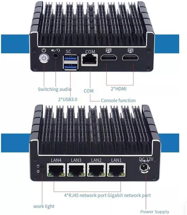 Alt view image 2 of 4 - Firewall Appliance Mini PC,Intel Celeron J3160 4 cores and 4 Threads,4xIntel Gigabit Ports,Support 1*DDR3L 1600MHz Memory Slot, up to 8GB,Home Desktop Computer (NO RAM NO SSD)