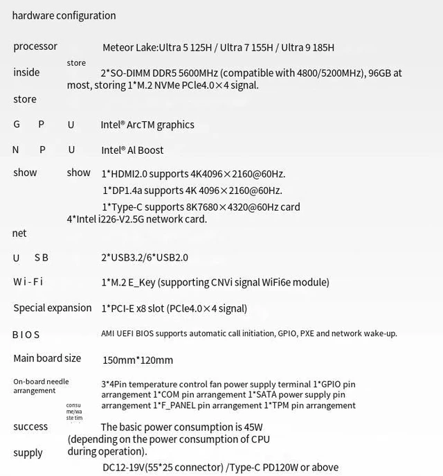 Alt view image 7 of 7 - Firewall Appliance Mini PC, Ultra 7 155H 4 * 10G 4xIntel I226 2.5G Soft Routing,2*DDR5 5600MHz (Compatible with 4800/5200MHz),1*M.2 NVMe PCle 4.0×4 Signal Mini PC (NO RAM NO SSD)