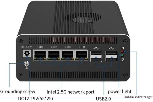 Alt view image 3 of 6 - Firewall Appliance Mini PC, Ultra7 155H 16 Cores and 22 Threads 4*Intel i226-V 2.5G,2*SO-DIMM DDR5 5600MHz (Compatible with 4800/5200MHz),1*M.2 NVMe PCle 4.0×4 Signal (NO RAM NO SSD)