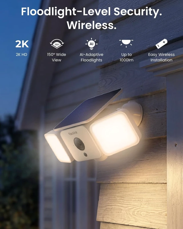 Alt view image 2 of 7 - Solar Floodlight Security Cameras Wireless Outdoor, Up to 1000lm