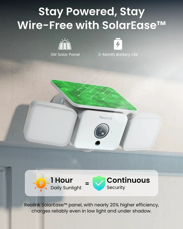Alt view image 3 of 7 - Solar Floodlight Security Cameras Wireless Outdoor, Up to 1000lm