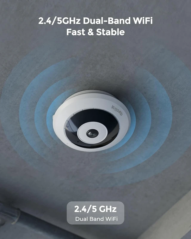 Alt view image 6 of 7 - 2K+ 6MP WiFi Security Fisheye Camera, 360° Panorama, 2.4/5GHz WiFi