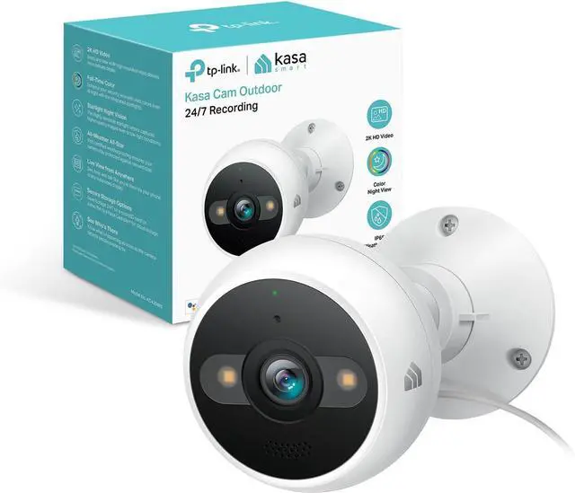 Main image of Kasa 2K+ Outdoor Wired Security Camera - Person/Motion Detection, 24/7 Recording, 2-Way Audio, Siren, Starlight Color Night Vision, Subscription-Free Local Storage or Optional Cloud, KC420WS