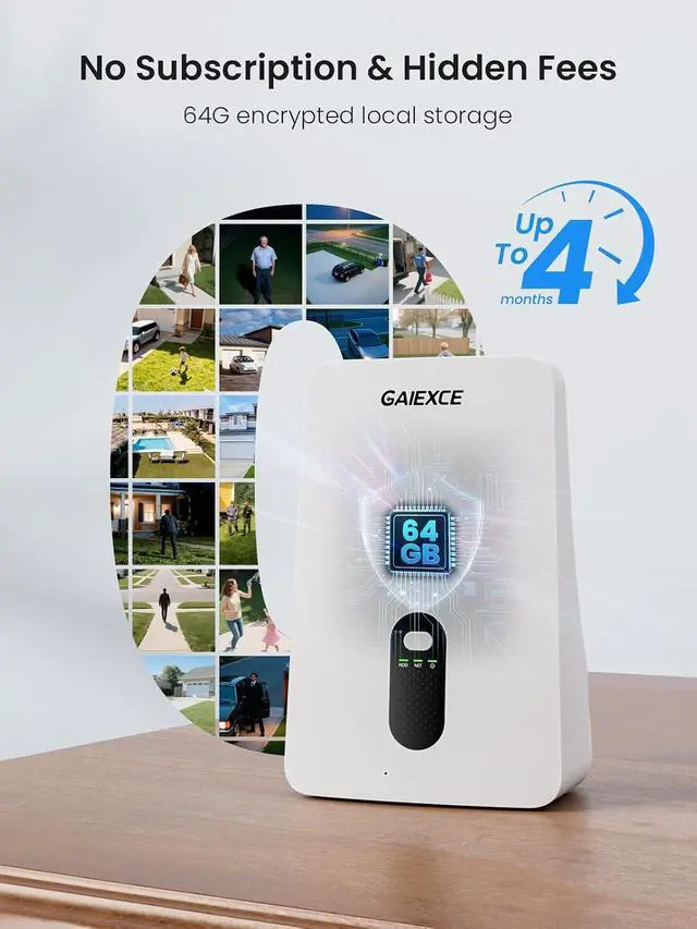 Alt view image 2 of 7 - Solar Security Cameras Wireless Outdoor 4 Cam Kit Expadable to 10H, No Subscription Cameras for Home Security System, 64G Local Storage, 2.4G &5G WiFi, 2K Color Night Vision Two-Way Audio IP66