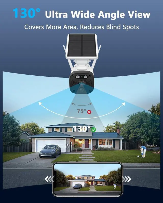 Alt view image 3 of 6 - OOSSXX (2026 New) Solar Wireless Security Camera System, 4MP 4-Cam Kit with 4CH NVR, 2.4/5.8GHz Dual WiFi, 55% Longer Range Dual Antennas, 130° Wide Angle, No Fee App, IP65