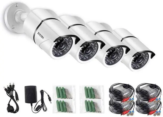 Main image of ZOSI 4 Pack 1080P 2.0MP Outdoor Indoor 3.6mm 36PCS Infrared IR Lens Day Night CCTV IR Cut Surveillance Security Camera Compatible for TVI DVR