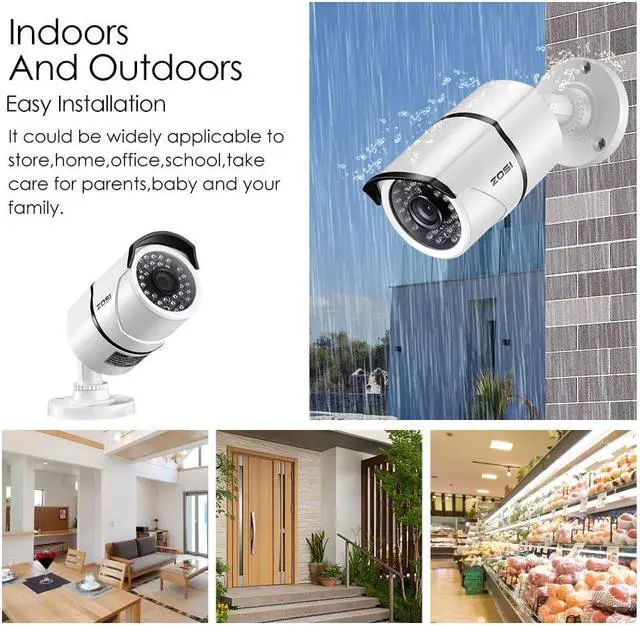 Alt view image 4 of 6 - ZOSI 4 Pack 1080P 2.0MP Outdoor Indoor 3.6mm 36PCS Infrared IR Lens Day Night CCTV IR Cut Surveillance Security Camera Compatible for TVI DVR