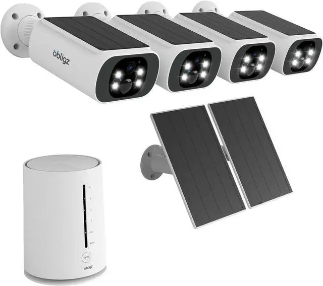 Main image of Solar Security Cameras Wireless Outdoor, 4MP Cameras for Home Security Camera System, 64GB Local Storage, No Subscription, Color Night Vision, 2.4 & 5G WiFi, 4-Cam Kit with 2 Add-On Solar Panel