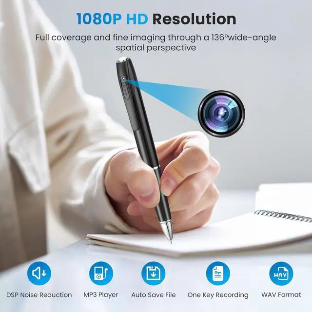 Alt view image 2 of 7 - 1080P HD Spy Camera, 64GB Mini Body Cam, Hidden Cameras, Mini Camera, Rechargeable Small Pocket Cam, Suitable for Feetings, Classrooms, Business Negotiations