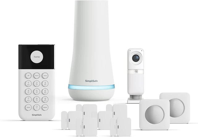 Alt view image 2 of 7 - 11 Piece Wireless Home Security System Gen 3 with Indoor HD Camera, Optional 24/7 Professional Monitoring, No Contract, Alexa & Google Assistant Compatible, White