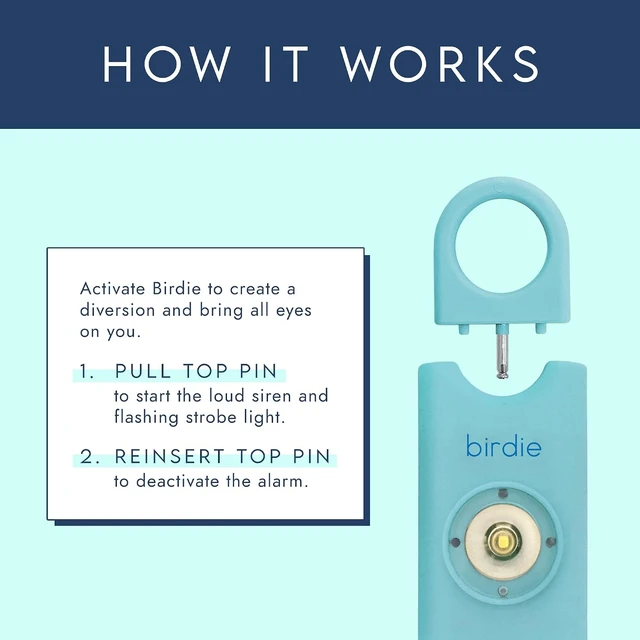 Alt view image 2 of 6 - Shes BirdieThe Original Personal Safety Alarm for Women by WomenLoud Siren, Strobe Light and Key Chain in a Variety of Colors (Aqua)