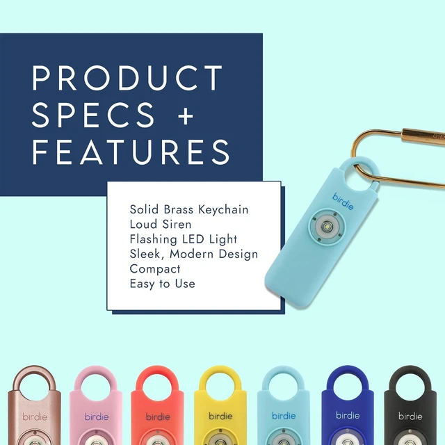 Alt view image 3 of 6 - Shes BirdieThe Original Personal Safety Alarm for Women by WomenLoud Siren, Strobe Light and Key Chain in a Variety of Colors (Aqua)