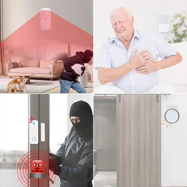 Alt view image 2 of 7 - DIY WiFi Home Security Alarm System with Phone APP Alert, 12pcs Kit with Motion Detector, Door Sensor, Remote Control, Siren, Alexa & Google Compatible for Home, Villa & Children