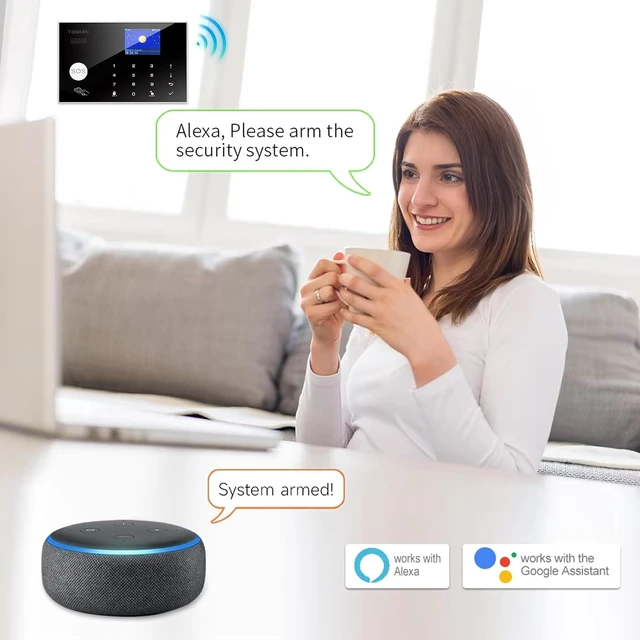 Alt view image 4 of 7 - DIY WiFi Home Security Alarm System with Phone APP Alert, 12pcs Kit with Motion Detector, Door Sensor, Remote Control, Siren, Alexa & Google Compatible for Home, Villa & Children