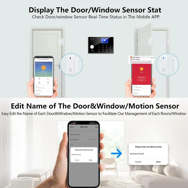 Alt view image 3 of 7 - DIY WiFi Home Security Alarm System with Phone APP Alert, 12pcs Kit with Motion Detector, Door Sensor, Remote Control, Siren, Alexa & Google Compatible for Home, Villa & Children